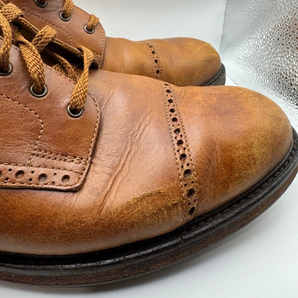 Polo Ralph Lauren Mens Tan Leather Cap Toe Brogue Oxford Shoes AAM18481 Size 10D